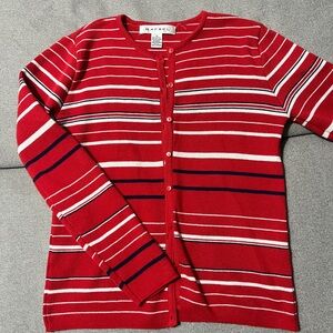 RAFAEL Women's Red and White Striped Cardigan